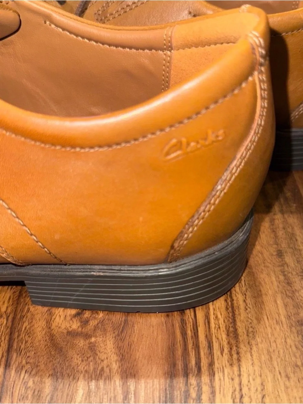 Collection By Clarks Men's Whiddon Cap Dark Tan Leather Shoes - Size 9 M
